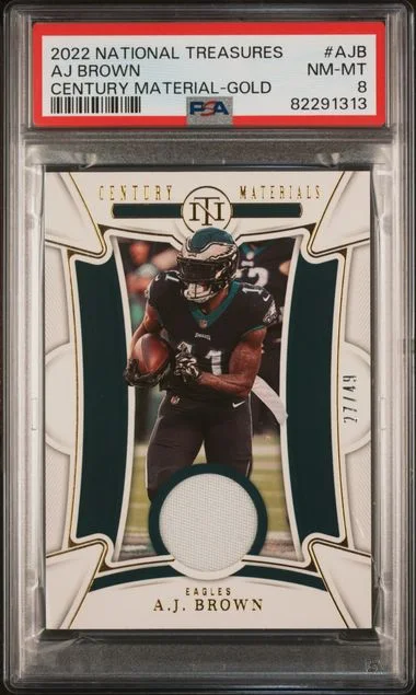 2022 Panini National Treasures A.J. Brown Century Material Gold #CEN-AJB card image