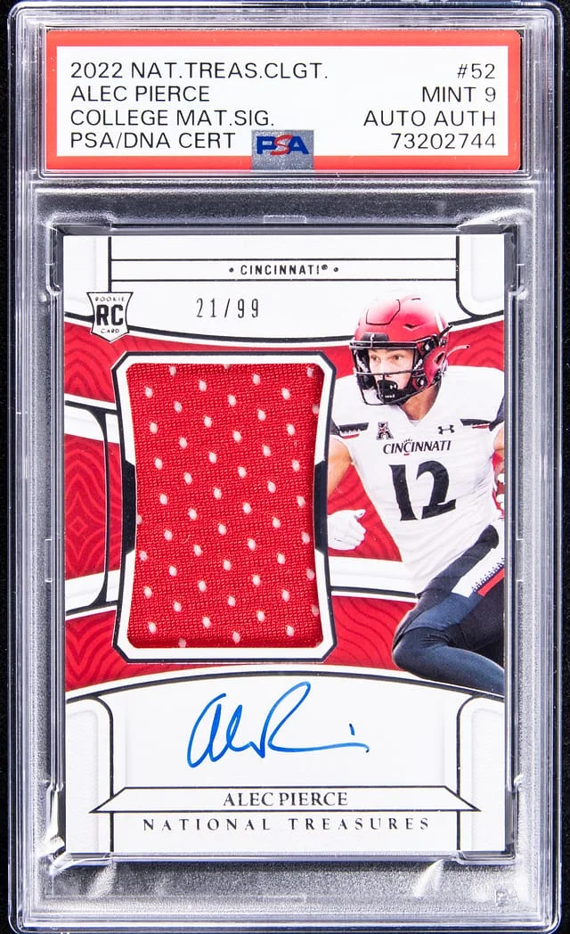 2022 Panini National Treasures Alec Pierce Collegiate College Materials Signature #52 card image