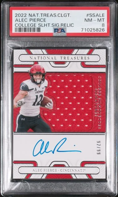 2022 Panini National Treasures Alec Pierce Collegiate College Silhouettes Signatures Relics #SSALE card image