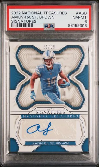 2022 Panini National Treasures Amon-Ra St. Brown Signatures #SIG-ASB card image