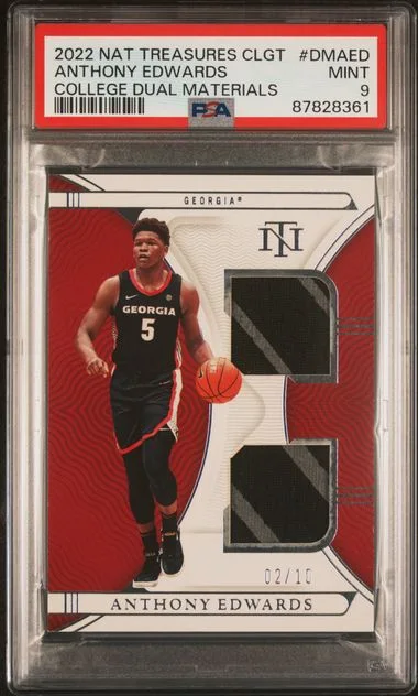 2022 Panini National Treasures Anthony Edwards Collegiate College Dual Materials #DM-AED card image