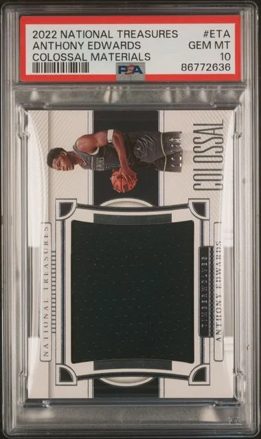 2022 Panini National Treasures Anthony Edwards Game-Used Colossal Materials #ETA card image