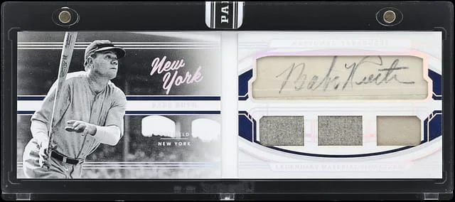 2022 Panini National Treasures Babe Ruth Legendary Material Signatures Booklet Triples City #LMSB-BR card image