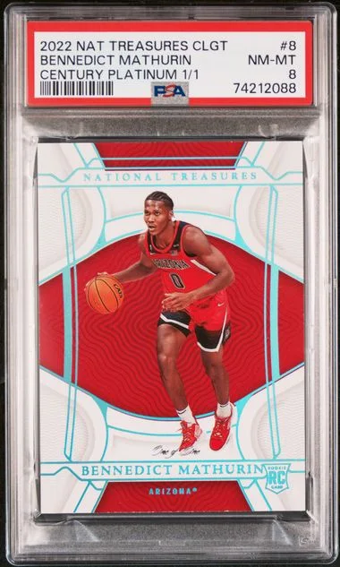 2022 Panini National Treasures Bennedict Mathurin Collegiate Century Platinum #8 card image