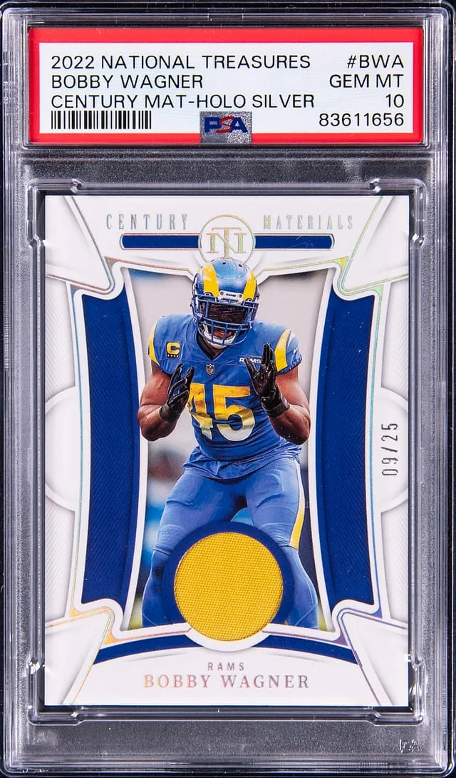 2022 Panini National Treasures Bobby Wagner Century Materials Holo Silver #CEN-BWA card image