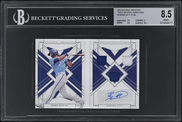2022 Panini National Treasures Bobby Witt Jr. Triple Material Signatures Booklet #TSB-BW card image