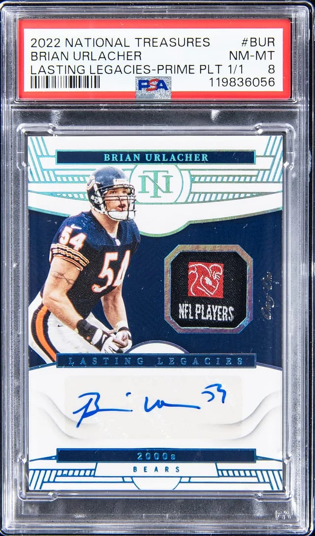 2022 Panini National Treasures Brian Urlacher Lasting Legacies Prime Platinum #LLE-BUR card image