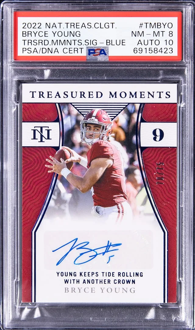 2022 Panini National Treasures Bryce Young Treasured Moments Signature Blue #TM-BYO card image