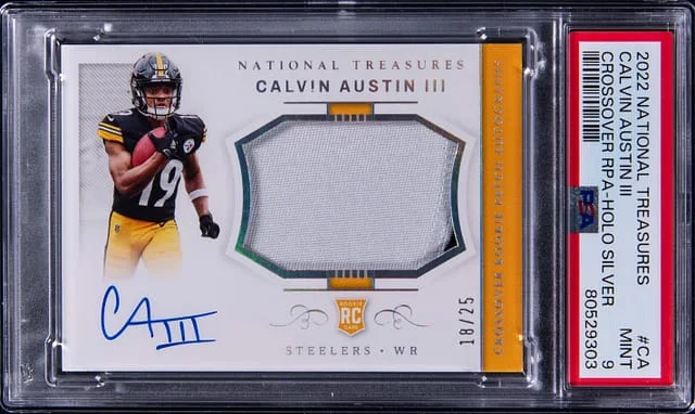 2022 Panini National Treasures Calvin Austin III Crossover Patch Autograph (RPA) Holo Silver #CA card image