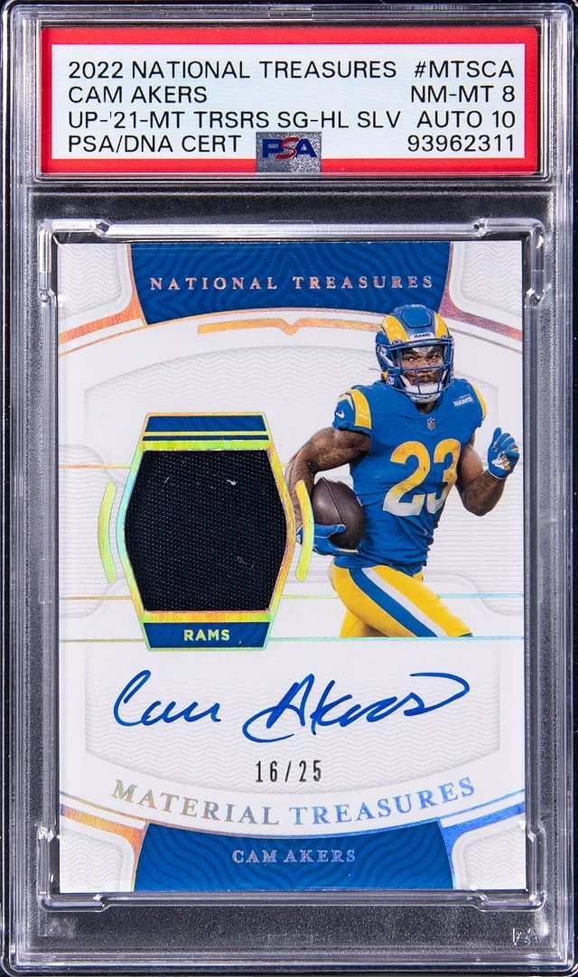 2022 Panini National Treasures Cam Akers Update '21 Material Treasures Signatures Holo Silver #MTS-CA card image