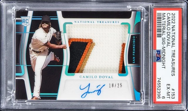 2022 Panini National Treasures Camilo Doval Material Signatures Midnight #153 card image