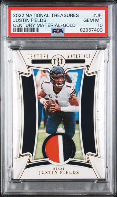2022 Panini National Treasures Century Material Gold Jfi Justin Fields #no-number card image