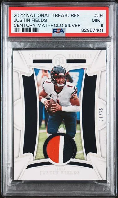 2022 Panini National Treasures Century Material Holo Silver Jfi Justin Fields #no-number card image