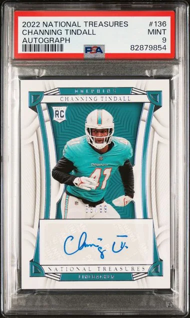 2022 Panini National Treasures Channing Tindall Autograph #136 card image