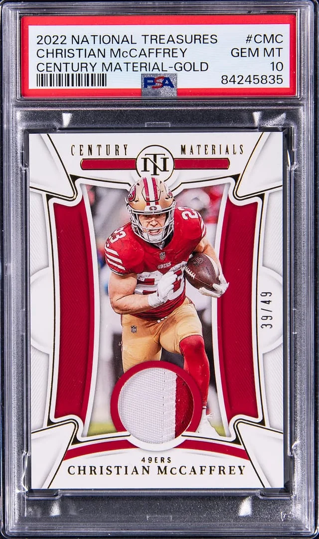 2022 Panini National Treasures Christian Mccaffrey Century Material Gold #CMC card image