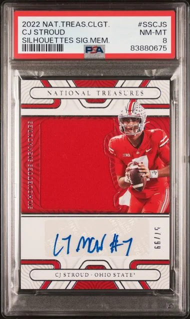 2022 Panini National Treasures Cj Stroud Collegiate Silhouettes Signatures Memorabilia #SS-CJS card image