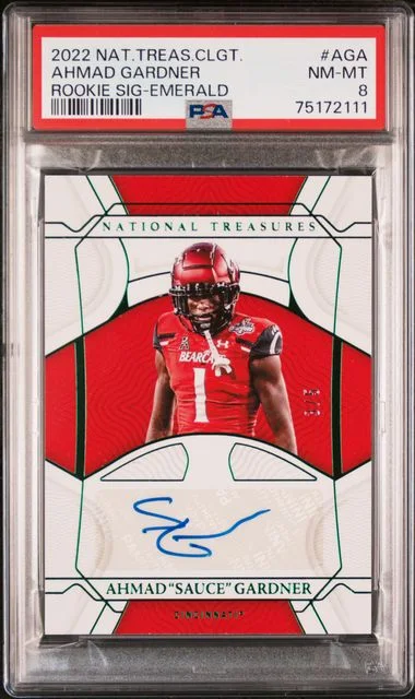 2022 Panini National Treasures Collegiate Signatures Emerald Aga Ahmad Sauce Gardner #no-number card image