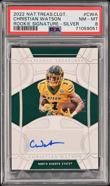 2022 Panini National Treasures Collegiate Signatures Silver Cwa Christian Watson #no-number card image