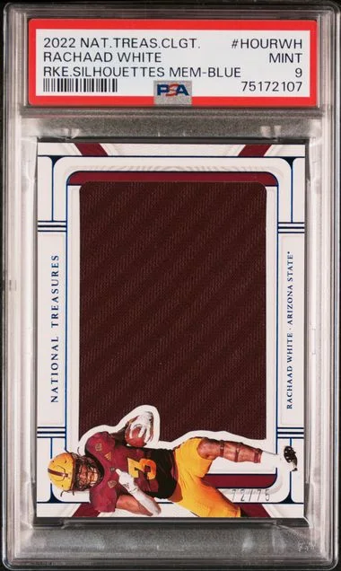 2022 Panini National Treasures Collegiate Silhouettes Memorabilia Blue Hourwh Rachaad #no-number card image