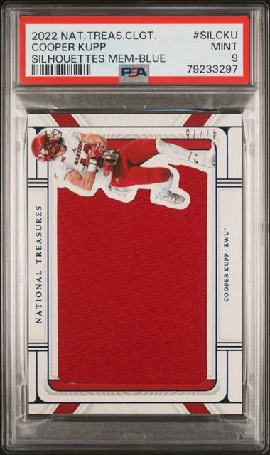 2022 Panini National Treasures Collegiate Silhouettes Memorabilia Blue Silcku Cooper Kupp #no-number card image
