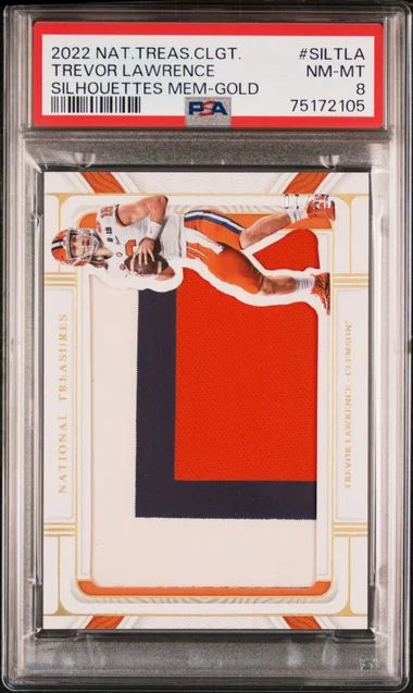2022 Panini National Treasures Collegiate Silhouettes Memorabilia Gold Siltla Trevor Lawrence #no-number card image