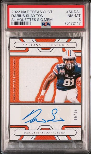 2022 Panini National Treasures Collegiate Silhouettes Signatures Memorabilia Sildsl Darius Slayton #no-number card image