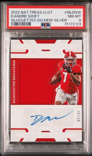 2022 Panini National Treasures Collegiate Silhouettes Signatures Memorabilia Silver Sildsw D'Andre Swift #no-number card image