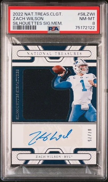 2022 Panini National Treasures Collegiate Silhouettes Signatures Memorabilia Silzwi Zach Wilson #no-number card image