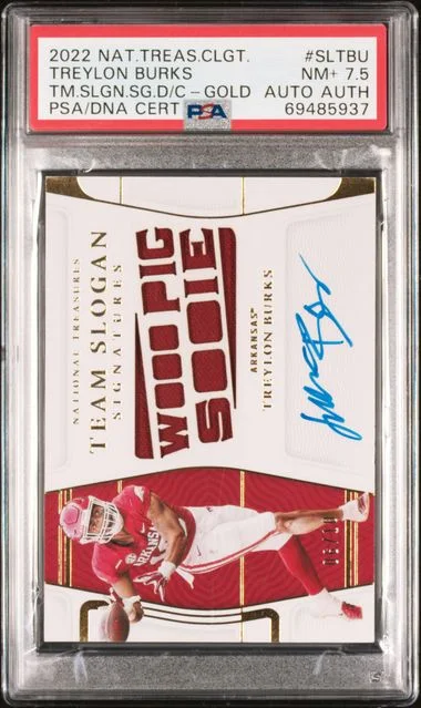 2022 Panini National Treasures Collegiate Team Slogan Signatures Die-Cuts Gold Sltbu Treylon Burks #no-number card image