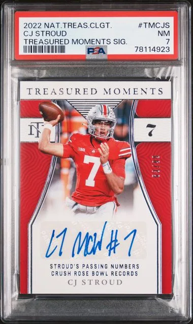2022 Panini National Treasures Collegiate Treasured Moments Signatures Tmcjs Cj Stroud #no-number card image