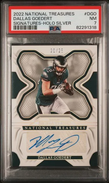 2022 Panini National Treasures Dallas Goedert Signatures Holo Silver #SIG-DGO card image