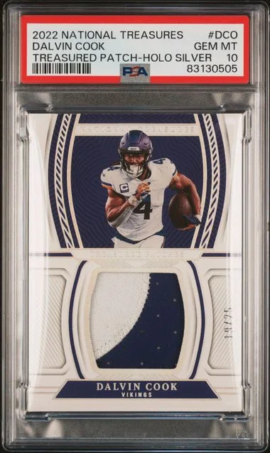 2022 Panini National Treasures Dalvin Cook Treasured Patch Holo Silver #DCO card image
