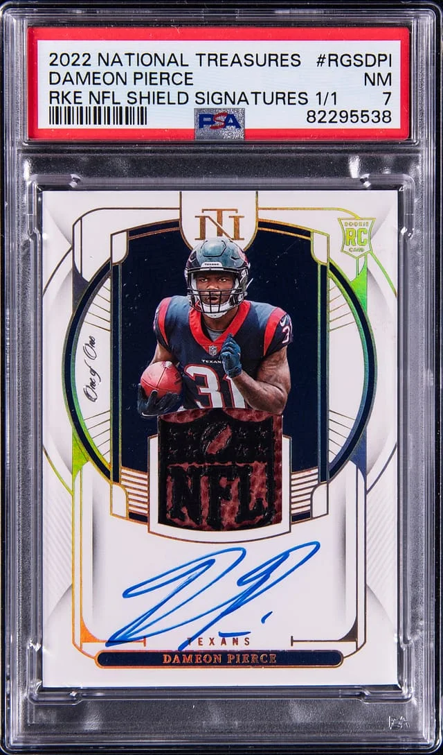 2022 Panini National Treasures Dameon Pierce NFL Shield Signatures #RGS-DPI card image
