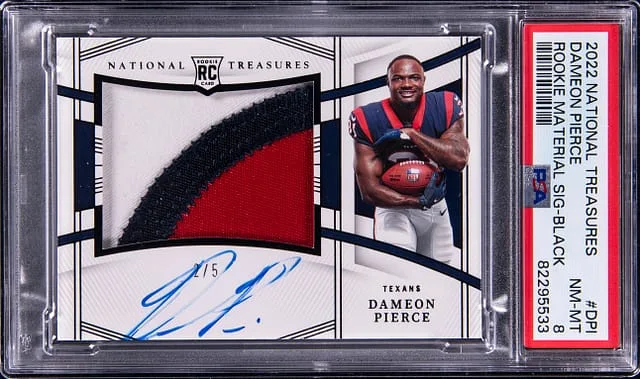 2022 Panini National Treasures Dameon Pierce Materials Signatures Black #RMS-DPI card image