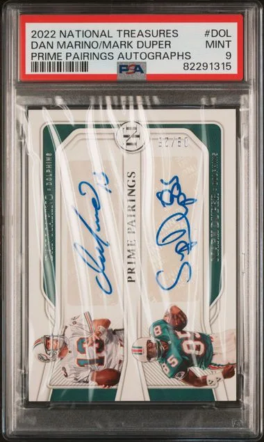 2022 Panini National Treasures Dan Marino/Mark Duper Prime Pairings Autographs #PPA-DOL card image