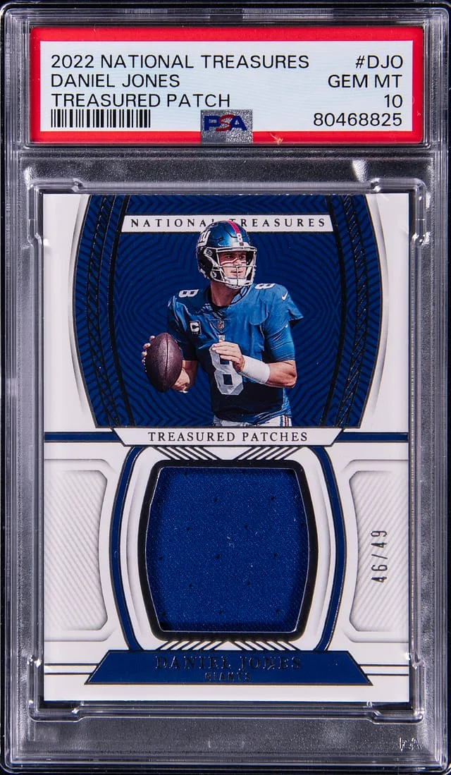 2022 Panini National Treasures Daniel Jones Treasured Patch #TPA-DJO card image