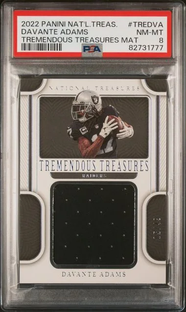 2022 Panini National Treasures Davante Adams Tremendous Treasures Material #DVA card image