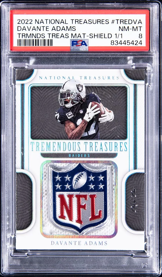 2022 Panini National Treasures Davante Adams Tremendous Treasures Materials Shield #TRE-DVA card image