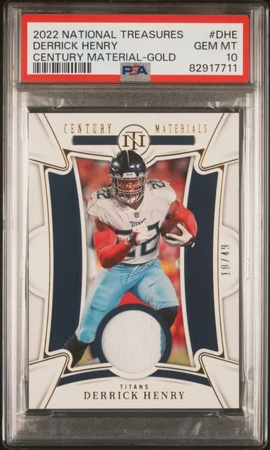 2022 Panini National Treasures Derrick Henry Century Material Gold #DHE card image