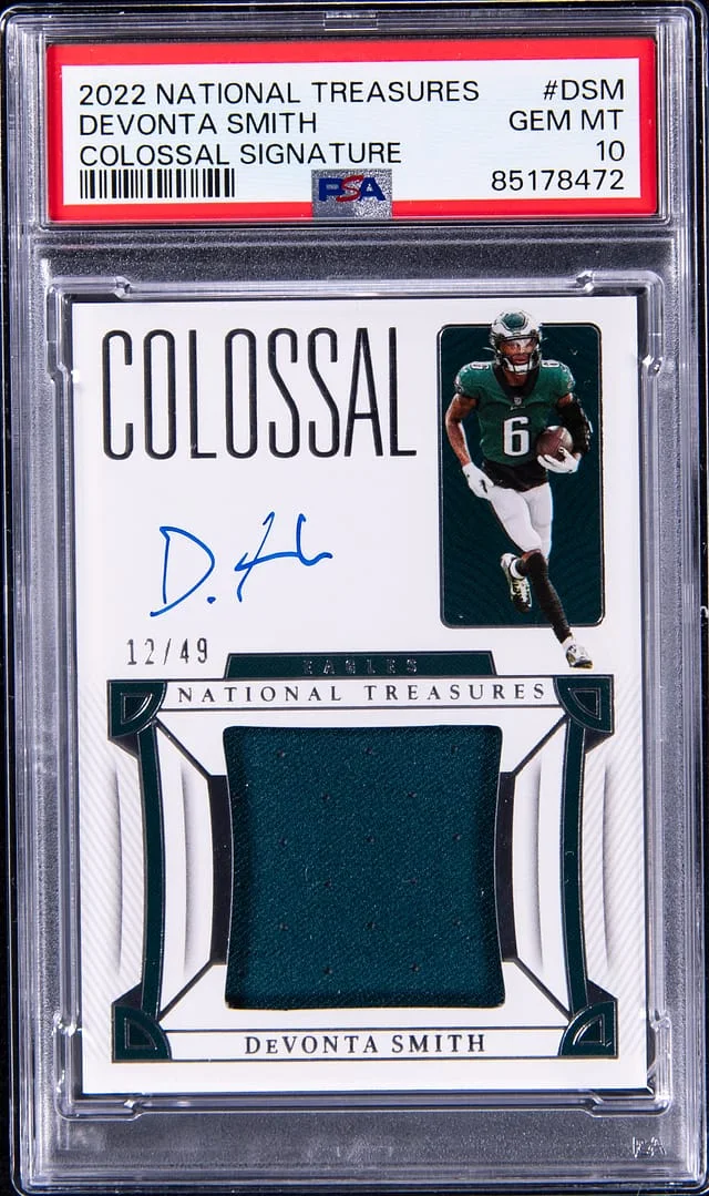 2022 Panini National Treasures DeVonta Smith Colossal Signature Materials #CS-DSM card image