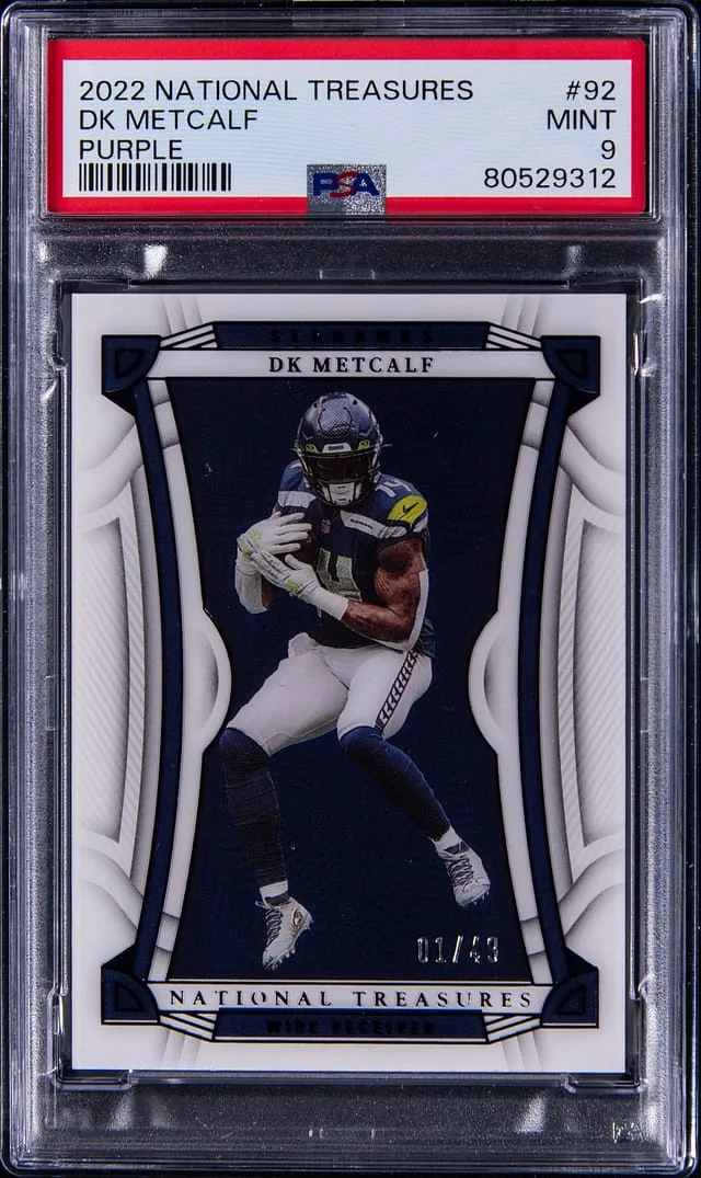2022 Panini National Treasures DK Metcalf Purple #92 card image