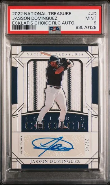 2022 Panini National Treasures Ecklar's Choice Relic Autographs Jd Jasson Dominguez #no-number card image