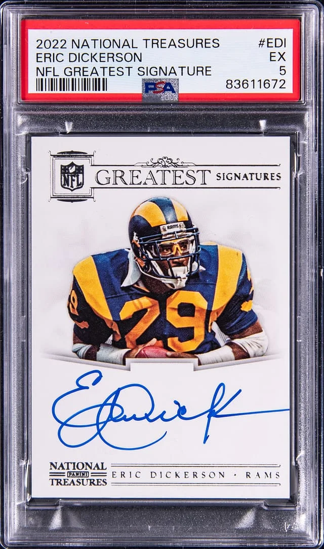 2022 Panini National Treasures Eric Dickerson NFL Greatest Signatures #NGS-EDI card image