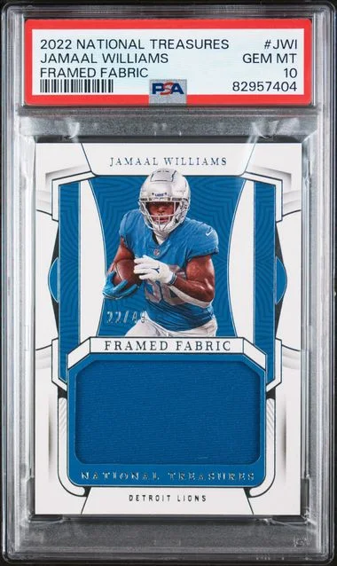2022 Panini National Treasures Framed Fabric Jwi Jamaal Williams #no-number card image