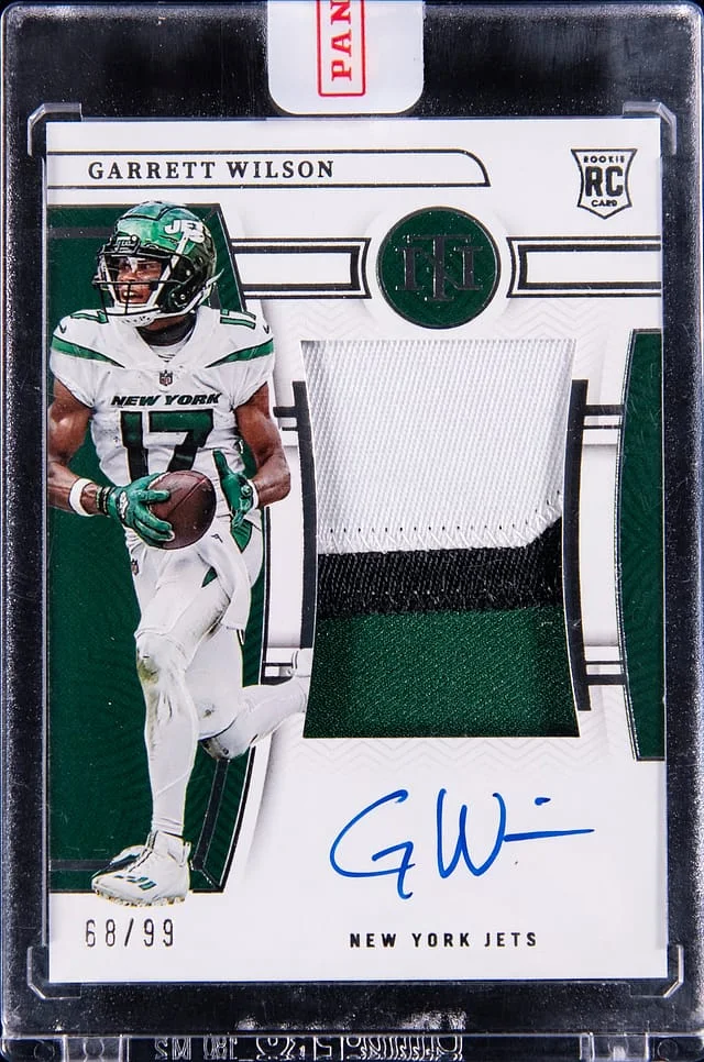 2022 Panini National Treasures Garrett Wilson Patch Autograph (RPA) #165 card image
