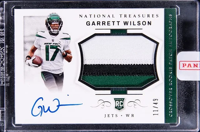 2022 Panini National Treasures Garrett Wilson Horizontal Patch Autograph #CRPA-GW card image