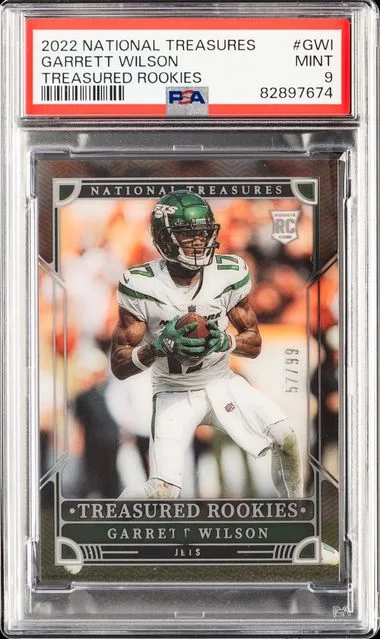 2022 Panini National Treasures Garrett Wilson Treasured Rookies #GWI card image