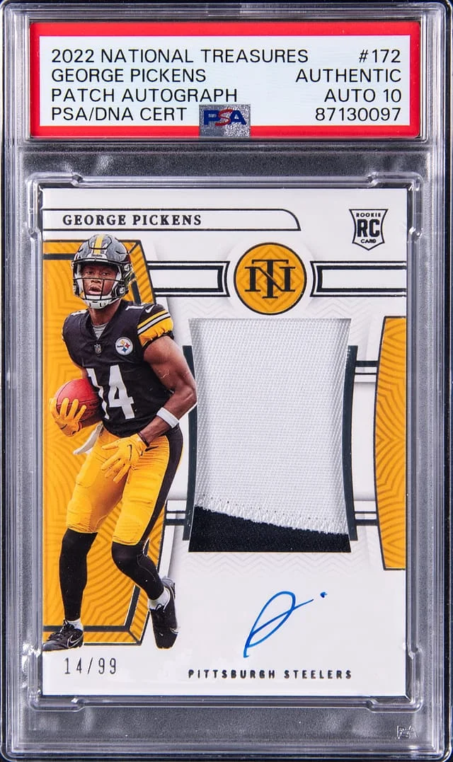 2022 Panini National Treasures George Pickens Patch Autograph #172 card image