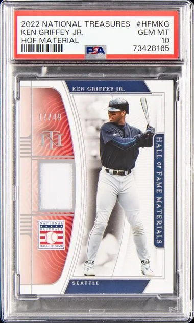 2022 Panini National Treasures Hall Of Fame Materials Hfmkg Ken Griffey Jr. #no-number card image