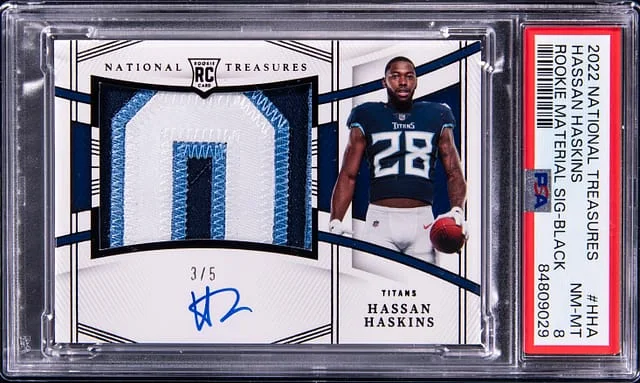 2022 Panini National Treasures Hassan Haskins Material Signature Black #HHA card image